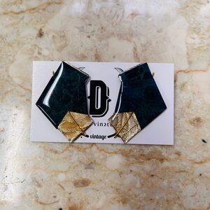Elegant Gold and Teal Earrings